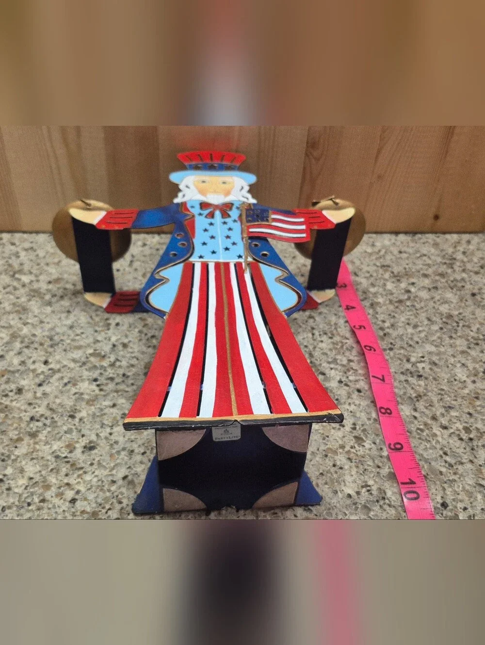 Vintage PartyLite Uncle Sam Metal Candle Holder Patriotic 4th of July Americana